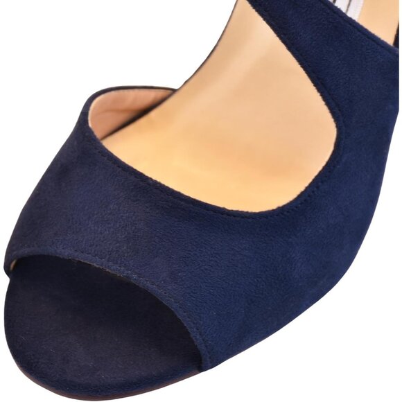 Elegantpark Women Blue Satin Cross Strappy Peep Toe High Heels Sandals Shoes - Picture 9 of 9